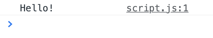 Challenge 1: Console output showing "Hello!" message