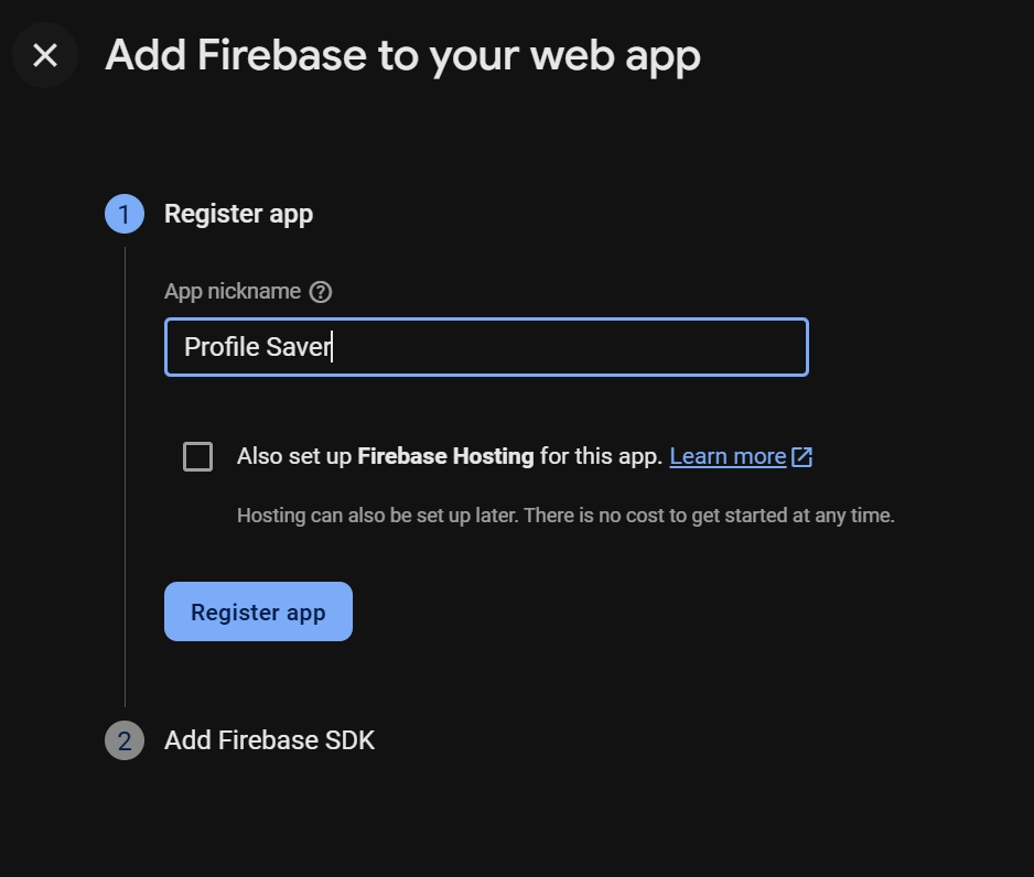 Firebase App Nickname