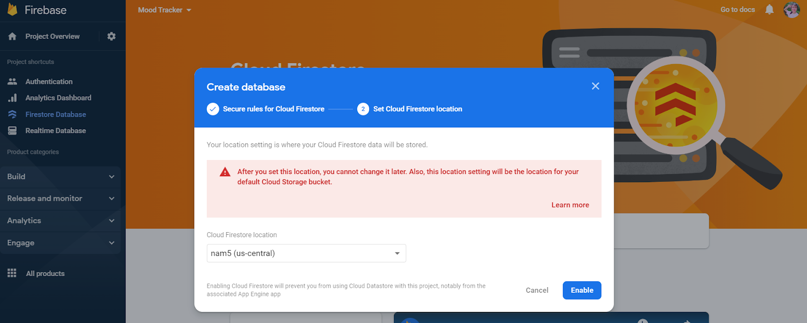 Firebase Firestore region selection