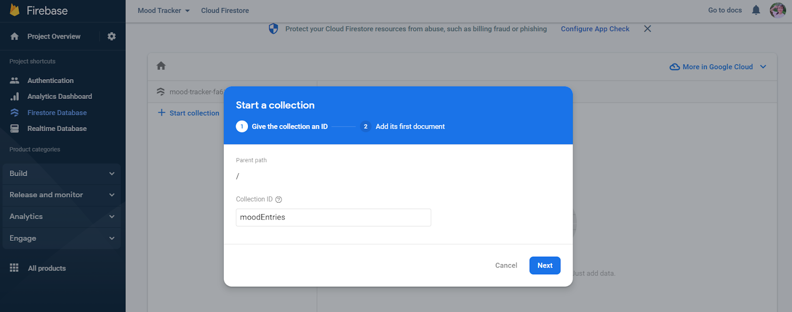 Firebase collection documents view