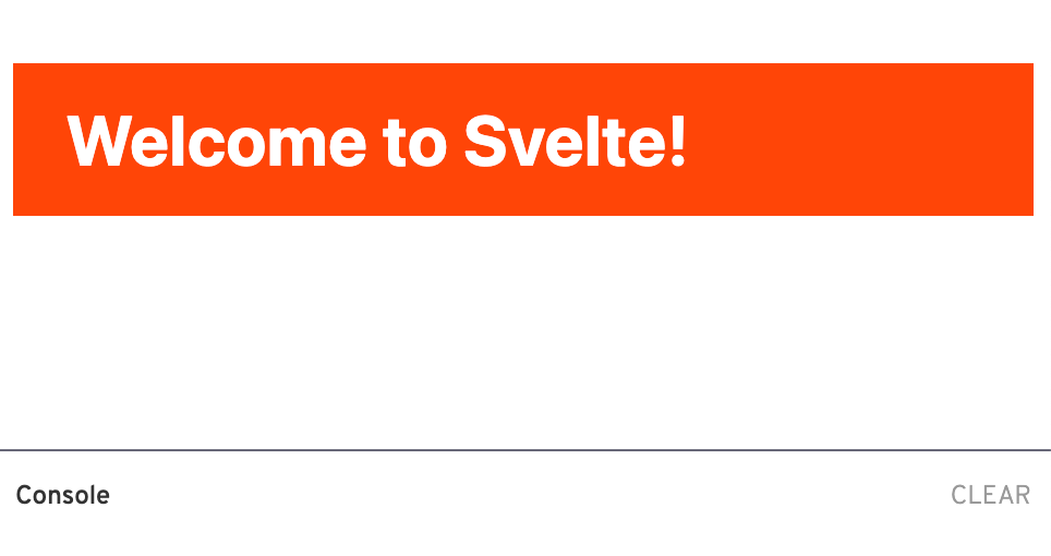 Welcome to Svelte page with orange styled heading