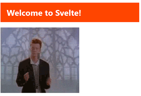 Svelte welcome page with dancing gif image added
