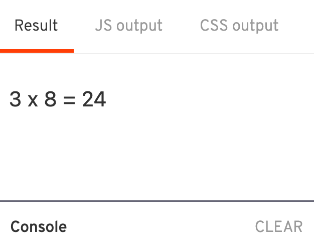 Multiply calculator showing "3 x 8 = 24" calculation result