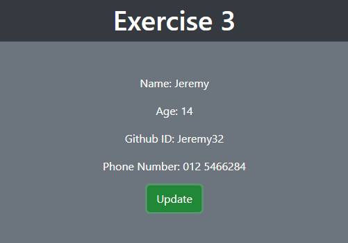 Information update page showing prompt for user input