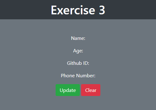 Information update page with clear button functionality