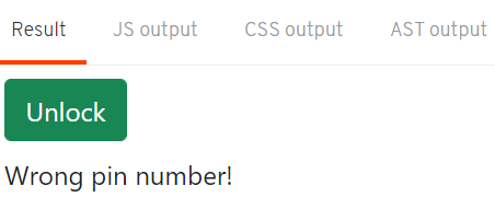 PIN lock system showing wrong PIN error message