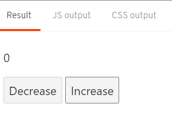Svelte reactivity counter showing increment and decrement buttons with number display