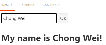 Svelte data binding showing real-time name display as user types