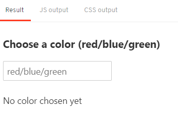 Svelte color display system initial interface with text input