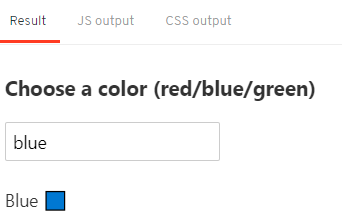 Svelte color display system showing blue color selection