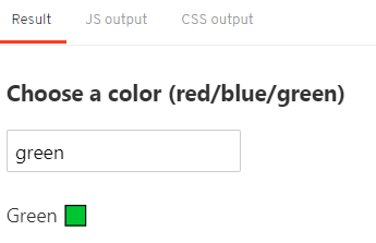 Svelte color display system showing red color selection