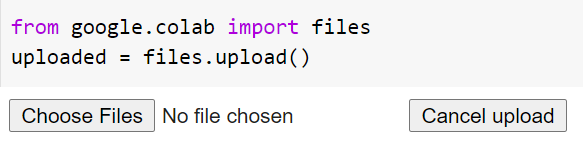 Google Colab file upload interface