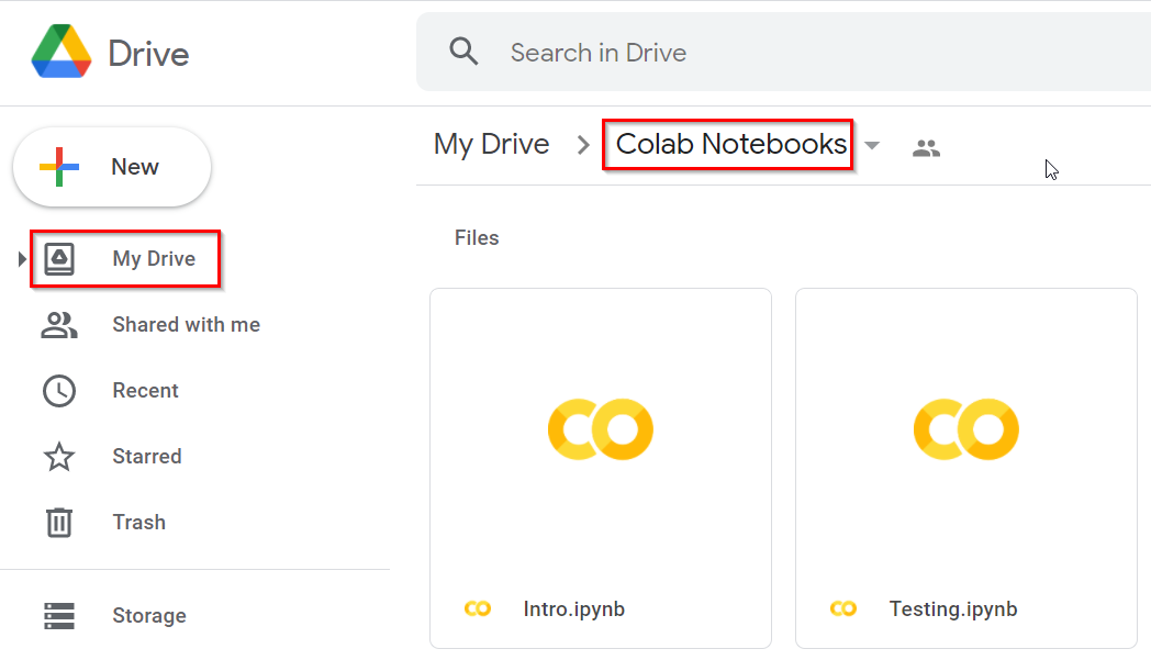 Figure 6 How to get back to the same notebook in Google Drive