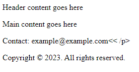 HTML Footer Example Output