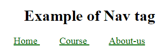 HTML Navigation Example Output