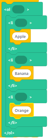 Ordered List Example Code
