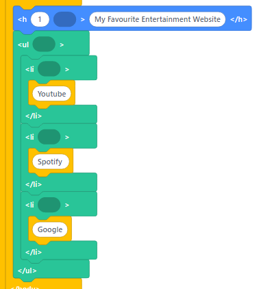 Unordered List Example Code