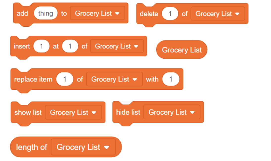 Grocery List Blocks Part 1