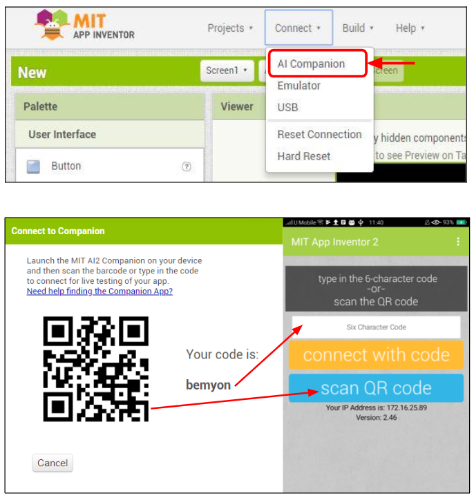 MIT App Inventor Connection Interface