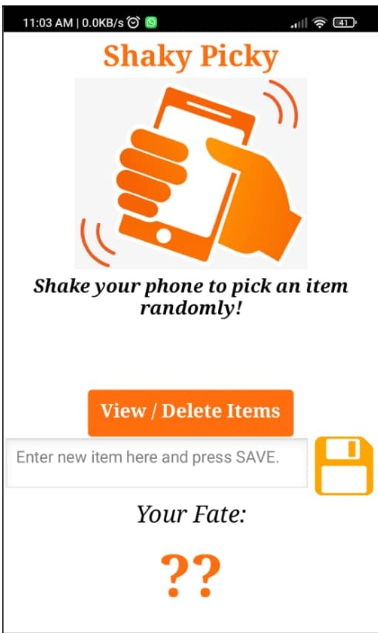 Shaky Picky App UI