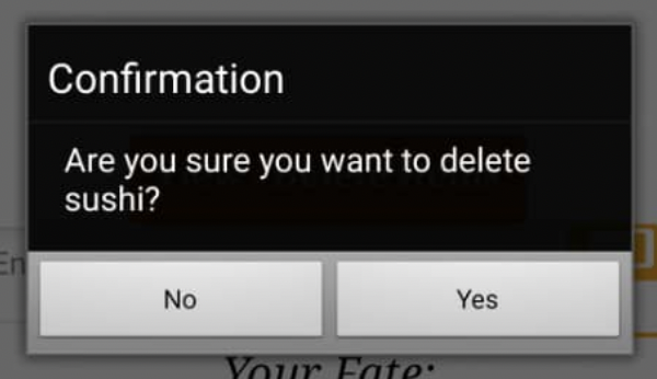 Delete confirmation dialog