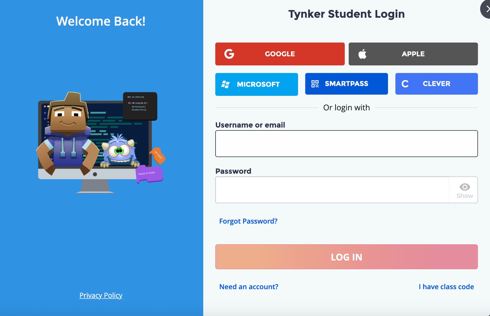 Tynker Login