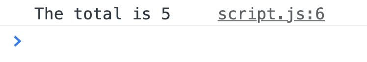 Challenge 3: Console output showing addition result