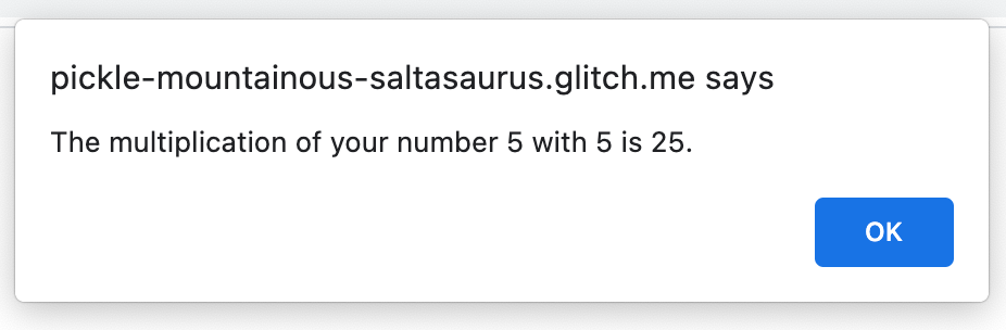 Challenge 6: Alert showing multiplication result