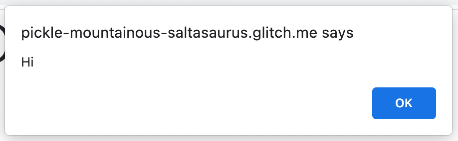 Challenge 1 Advanced: Alert showing the prompted response