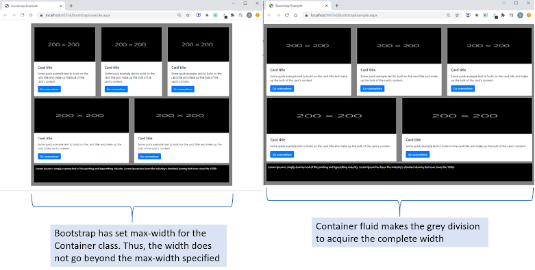 The difference between .container and .container-fluid