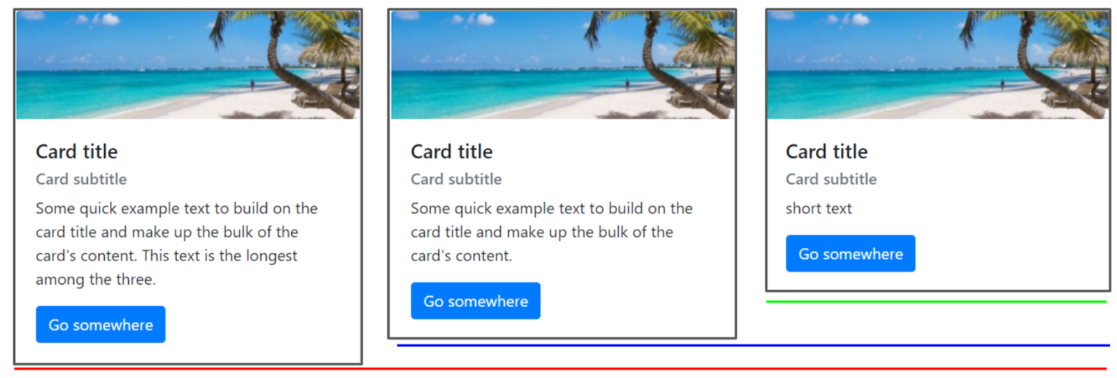 Multiple cards with different height