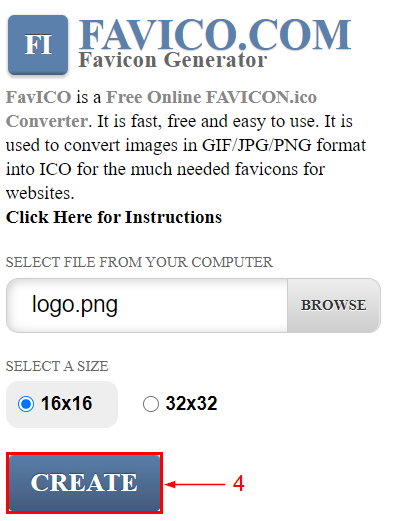 Create favicon button