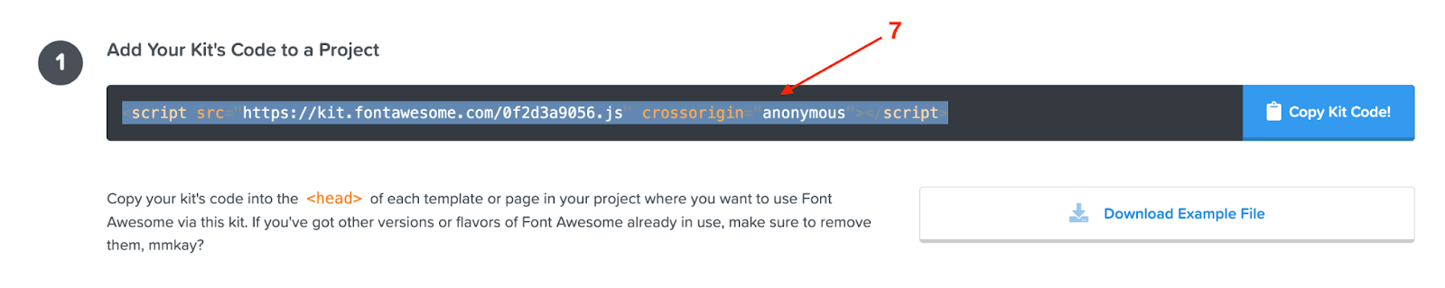 Font Awesome kit code