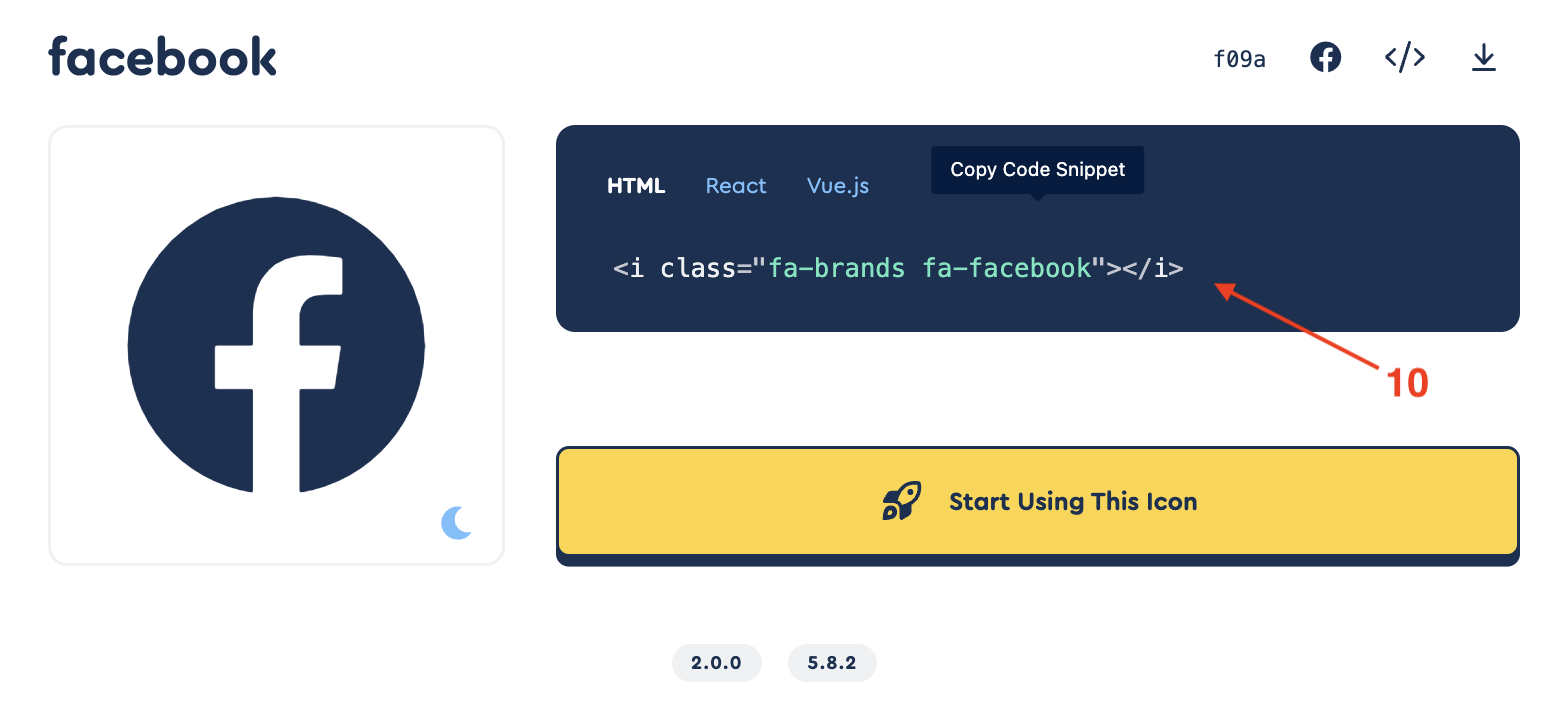 Copy icon code