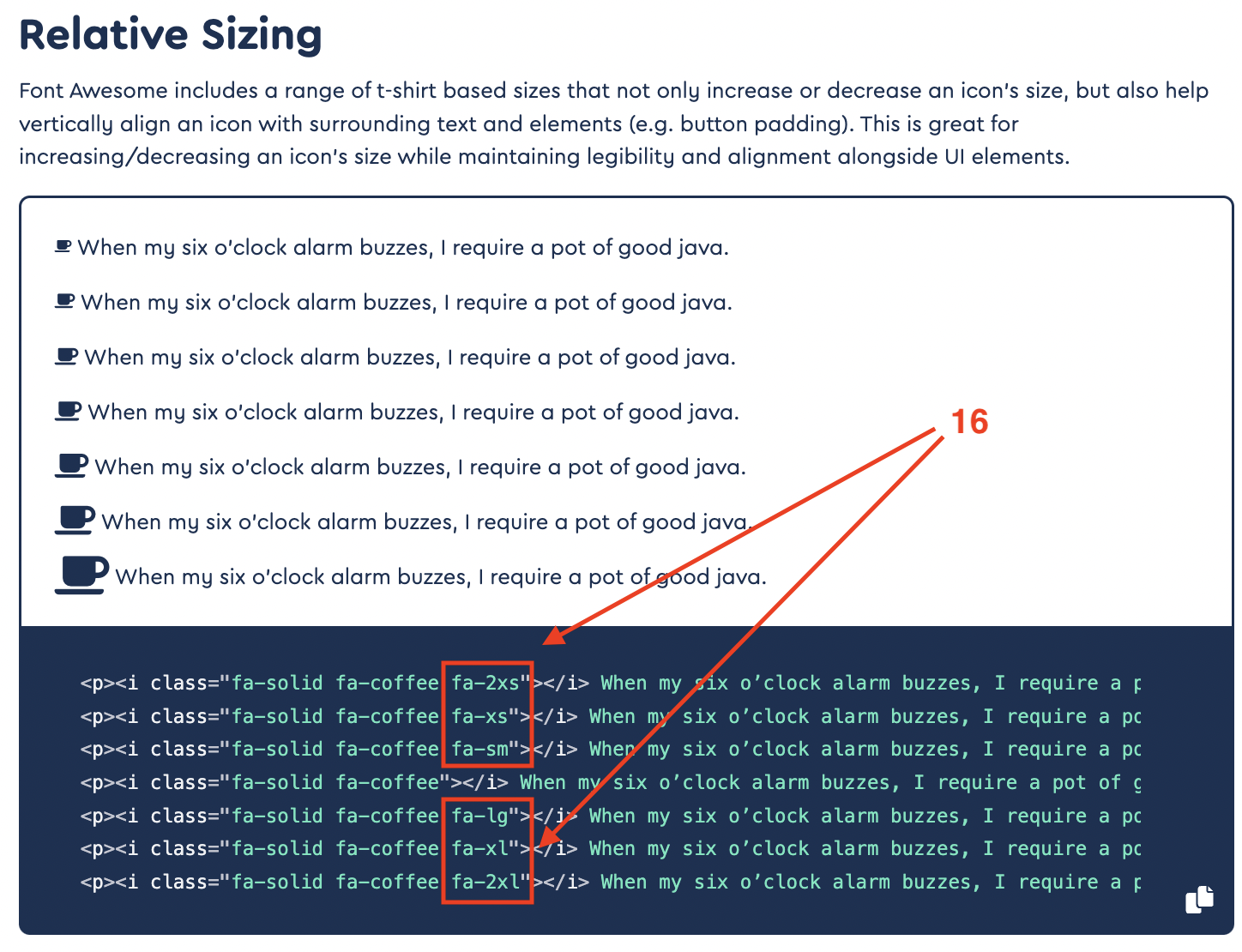 Font size example