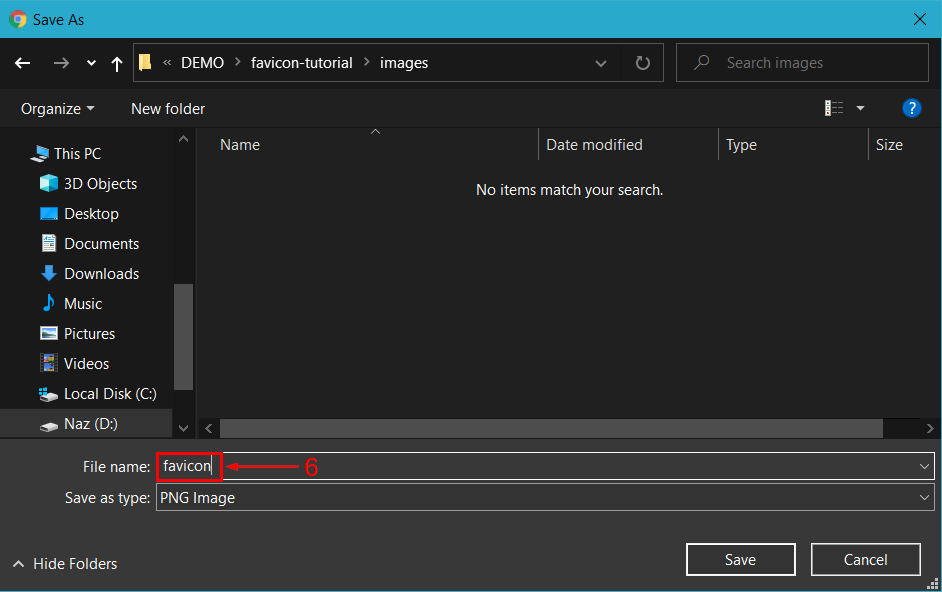 Save favicon dialog