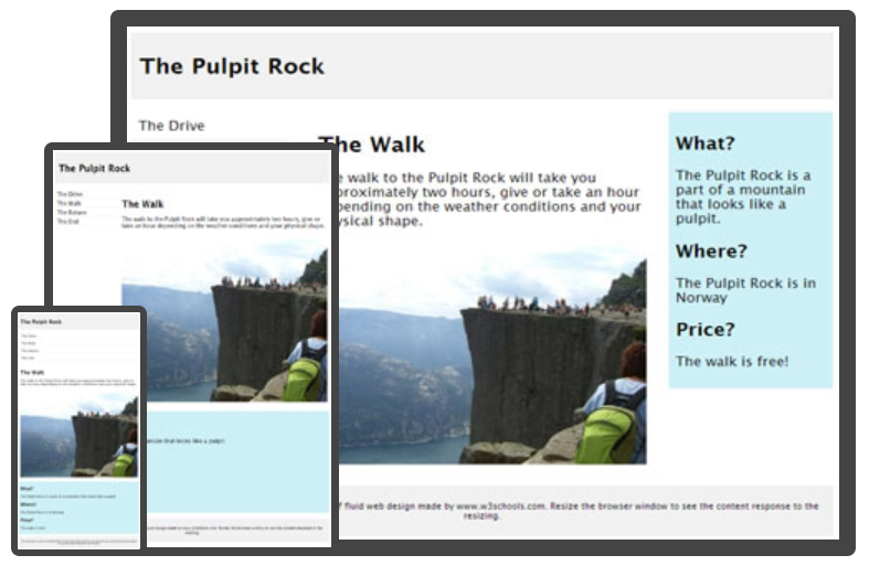 Example of responsive web page