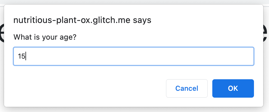 Exercise 2: Age prompt dialog