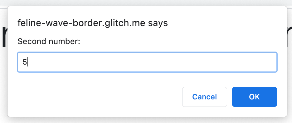 Exercise 1: Second number prompt dialog