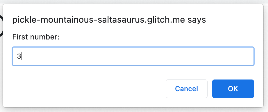 Challenge 3: First number prompt dialog