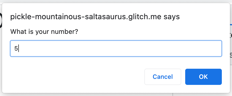 Challenge 6: Number prompt dialog