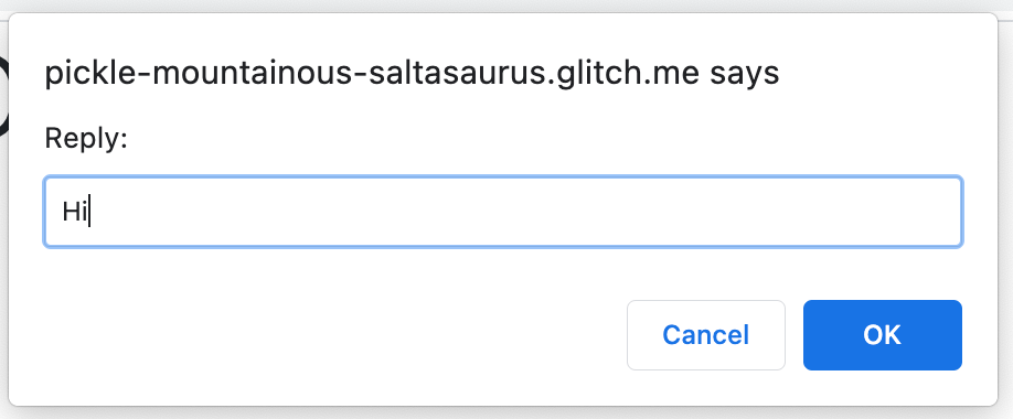 Challenge 1 Advanced: Prompt dialog asking for reply