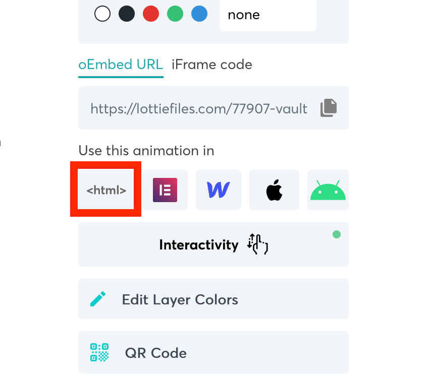 LottieFiles animation selection interface