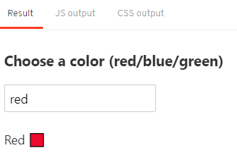 Svelte color display system showing green color selection